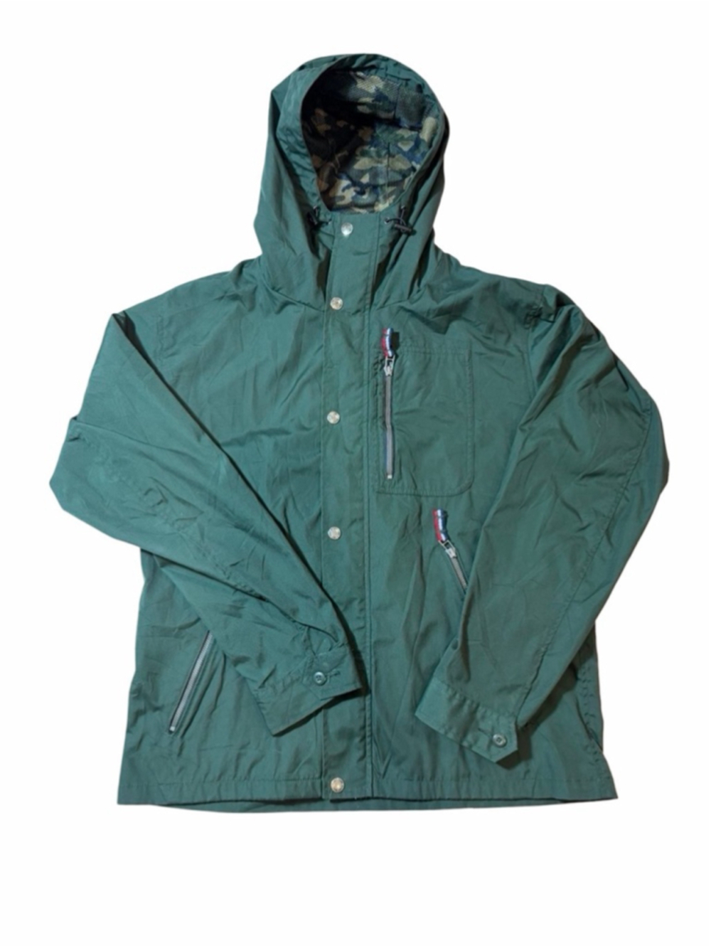 BEAMS HEART Green Hooded Jacket Gorpcore Lightweight Zip Techwear XL